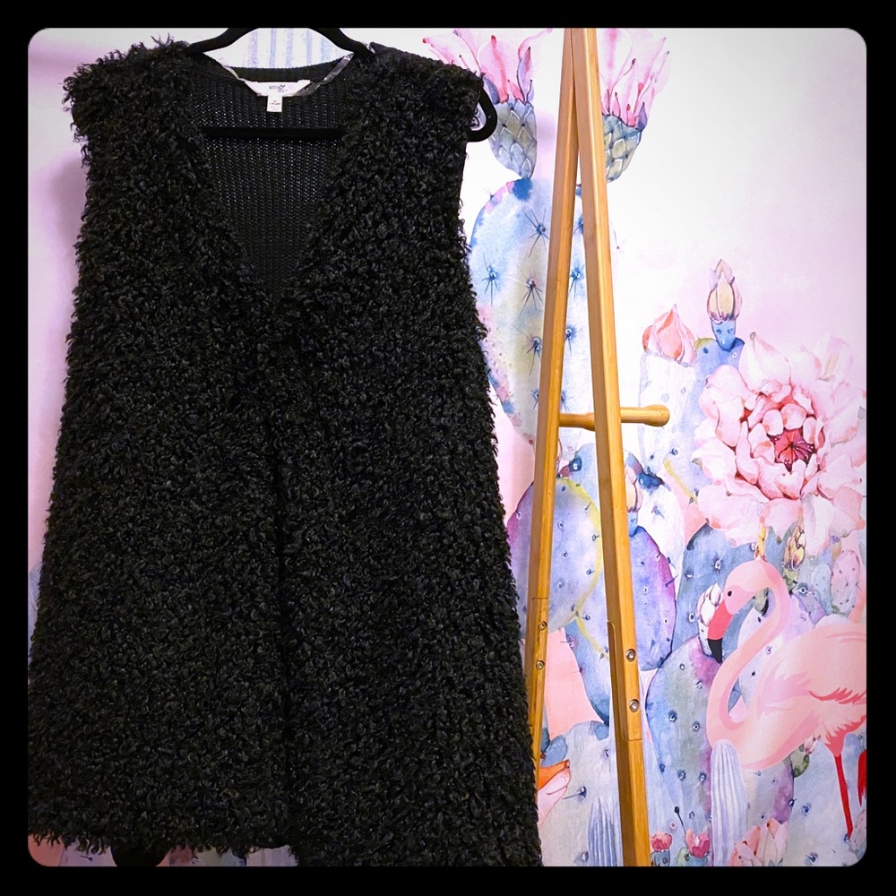Black Sherpa Sweater Vest plus size 3X